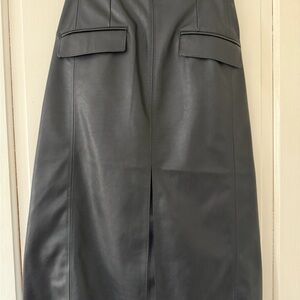 H&M  Black Faux Leather Skirt, s4